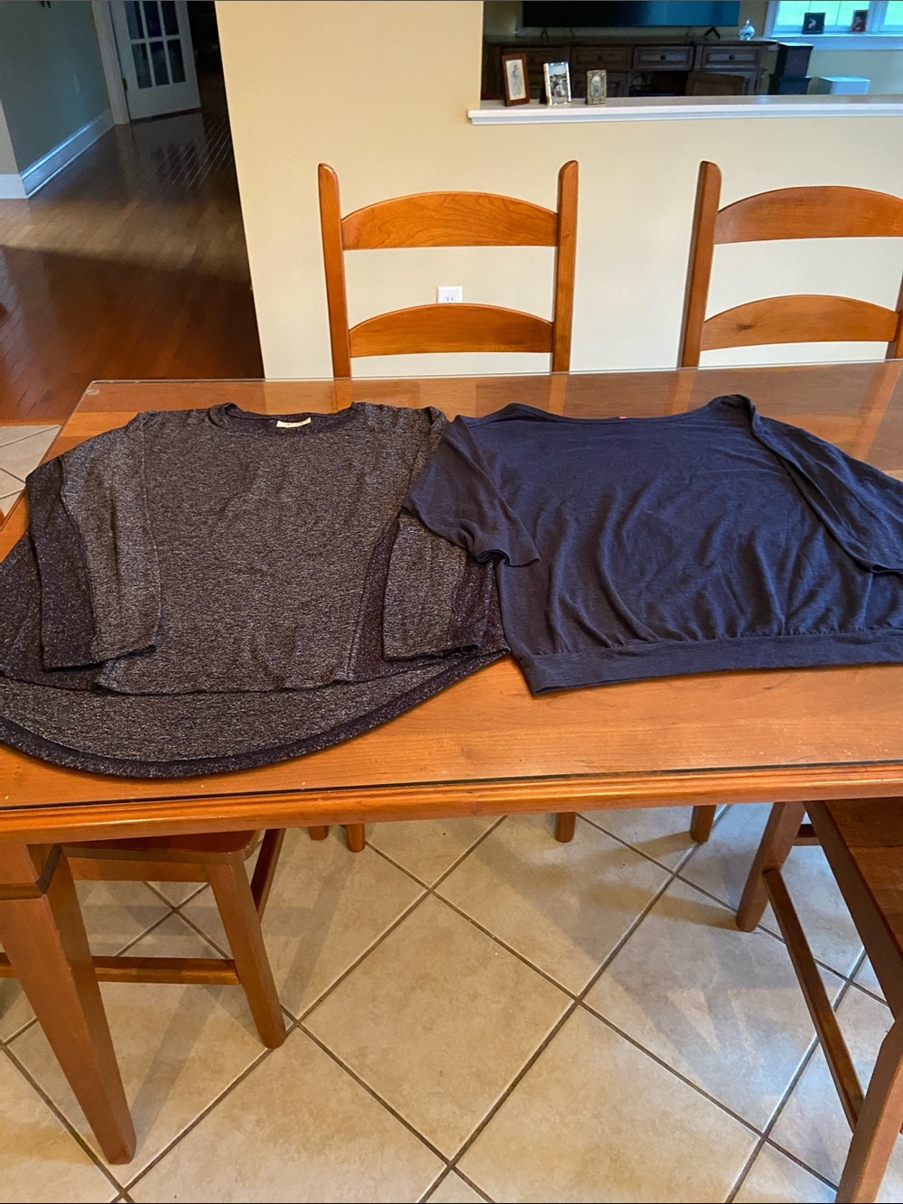 Women's Black and Navy Long Sleeve Jersey Tops - Pack of 2